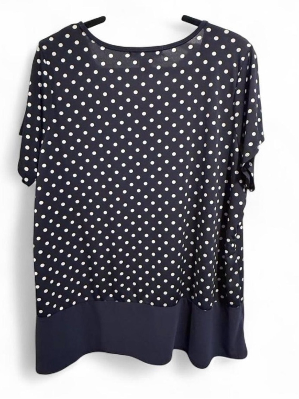 Elie McCarthy Navy Polka Dot Short Sleeve Button Front Top - Picture 5 of 5